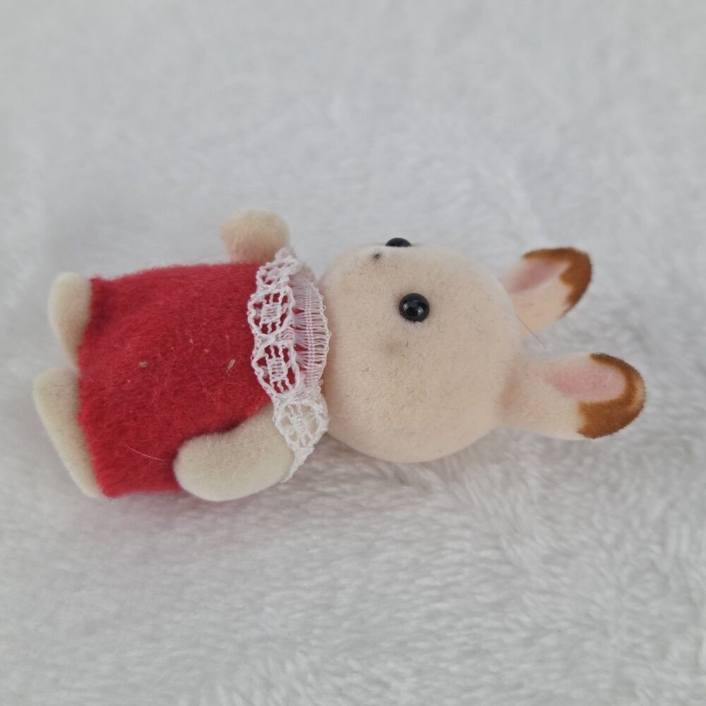 Vintage Calico Critters Rabbit & Puppy Baby Figures Flocked Miniature Lot of 2 - Picture 3 of 13